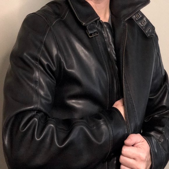 Tommy Hilfiger Leather Jacket Dark Brown Sz Medium - Picture 4 of 5